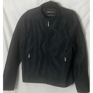 Seduka Womens Moto Zip Jacket Sz L Black Lightweight Street Grunge Punk Biker
